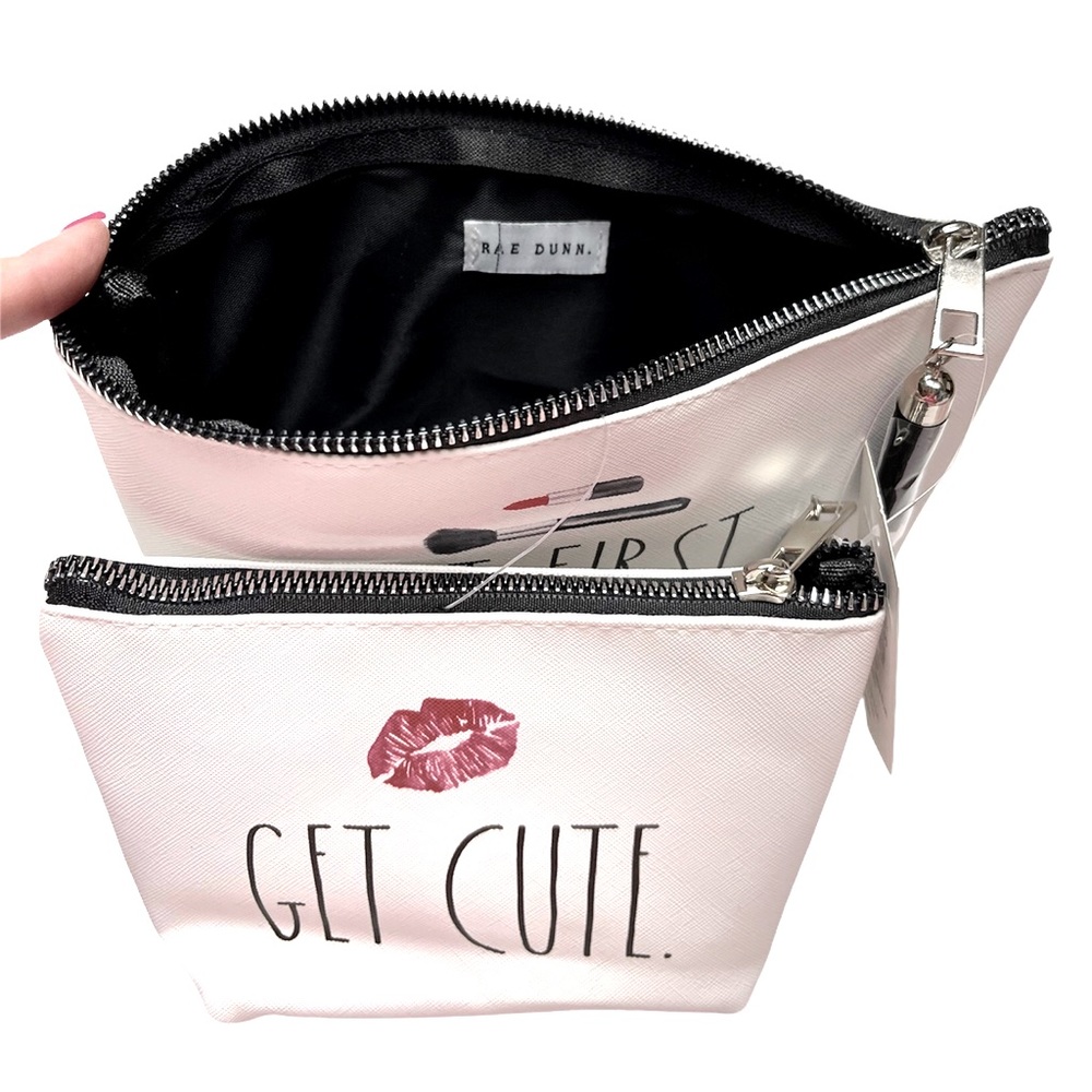 RAE DUNN Cosmetic Bags But First Make Up Get Cute NWT - Picture 5 of 6